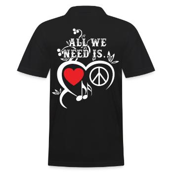 All We Need Is Peace Love Music - Männer Poloshirt - Schwarz - Hinten - Kai (181cm)