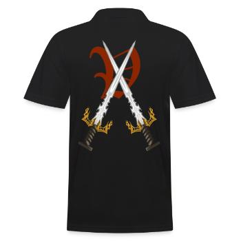 Gekreuzte Schwerter - Männer Poloshirt - Schwarz - Hinten - Kai (181cm)
