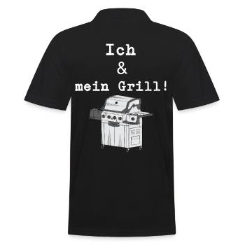 Ich & mein Grill - Männer Poloshirt - Schwarz - Hinten - Kai (181cm)