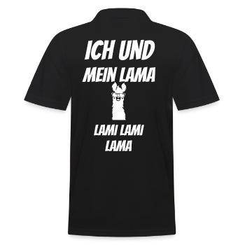 Ich und mein Lama - Männer Poloshirt - Schwarz - Hinten - Kai (181cm)