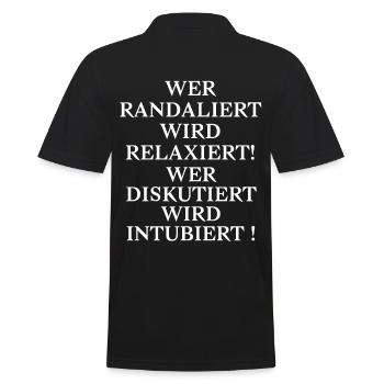 Randaliert Relaxiert Diskutiert Intubiert - Männer Poloshirt - Schwarz - Hinten - Kai (181cm)