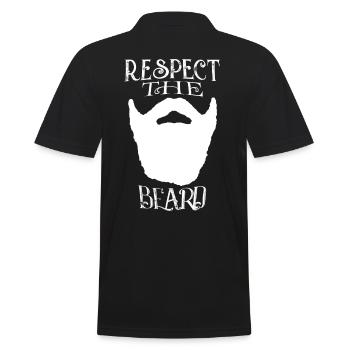 Bart - Respect The Beard - Männer Poloshirt - Schwarz - Hinten - Kai (181cm)