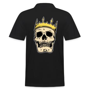 King Skull Fantasy Horror Gothic Dark King Dark - Männer Poloshirt - Schwarz - Hinten - Kai (181cm)