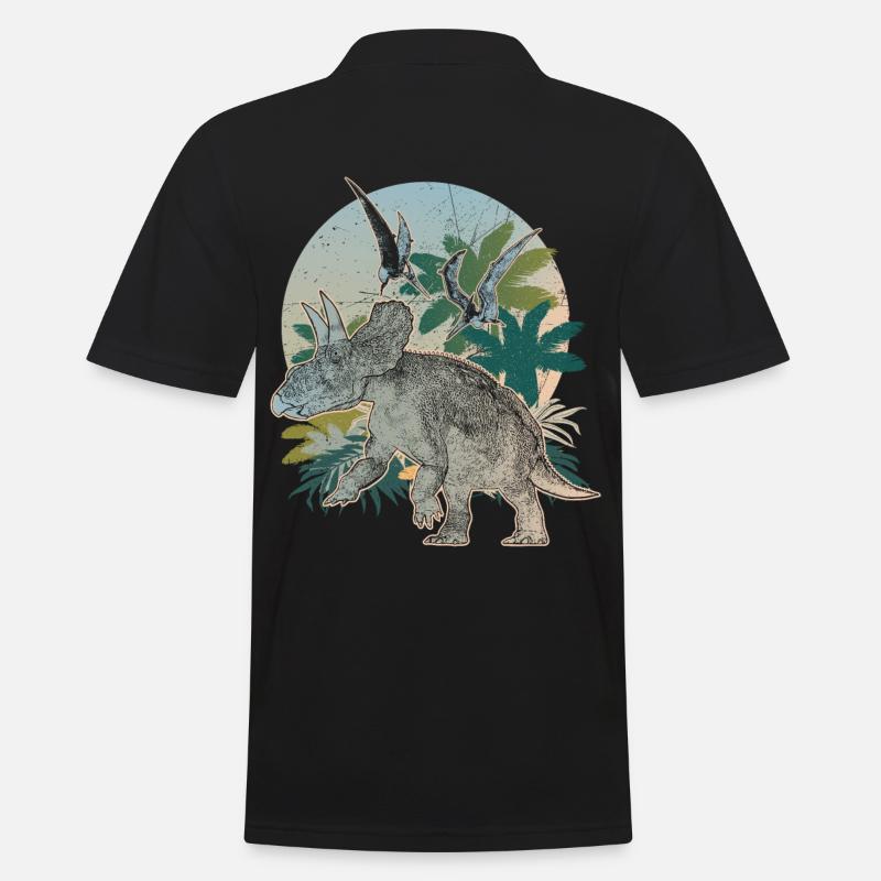 Diceratops Urzeit Dinosaurier Pflanzenfresser - Männer Poloshirt - Schwarz