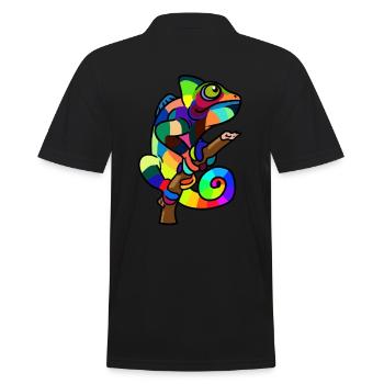buntes Chamäleon Echse Wildtier Zoologie Baby - Männer Poloshirt - Schwarz - Hinten - Kai (181cm)