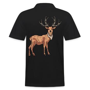 Cerf rétro vintage style - Polo Homme - noir - Dos - Kai (181cm)
