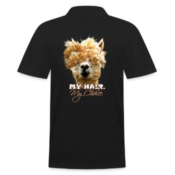 wuscheliges Lama - My Hair my Choice Alpaka Spruch - Männer Poloshirt - Schwarz - Hinten - Kai (181cm)