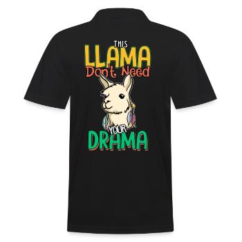 Lama hat keine Zeit für dein Drama - Lama Spruch - Männer Poloshirt - Schwarz - Hinten - Kai (181cm)