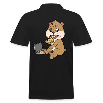 Hamster mit Hunger auf Pizza Fantasy Tiere - Männer Poloshirt - Schwarz - Hinten - Kai (181cm)