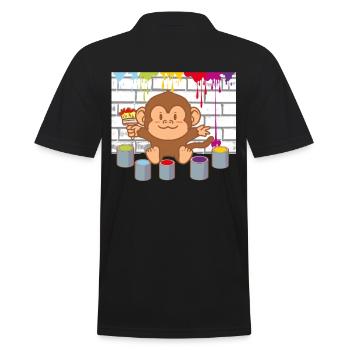 Little Monkey Painting Artist Colorful Kids Baby - Men's Polo Shirt - black - Back - Kai (181cm)