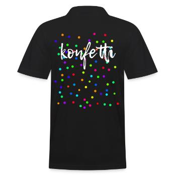 Konfetti Fasching Karneval Bunt - Männer Poloshirt - Schwarz - Hinten - Kai (181cm)