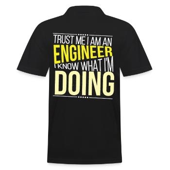 Lustig vertraue mir, ich bin Ingenieur Studen - Männer Poloshirt - Schwarz - Hinten - Kai (181cm)