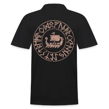 Spirit Ship Vikings Futhark Runes Mythology - Men's Polo Shirt - black - Back - Kai (181cm)
