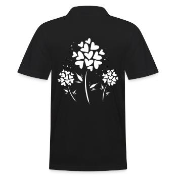 Weiße Blume - Männer Poloshirt - Schwarz - Hinten - Kai (181cm)