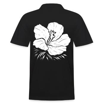 Weiße Blume - Männer Poloshirt - Schwarz - Hinten - Kai (181cm)
