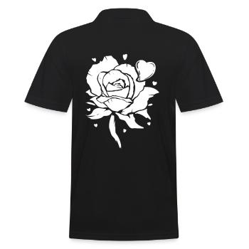 Weiße Blume - Männer Poloshirt - Schwarz - Hinten - Kai (181cm)