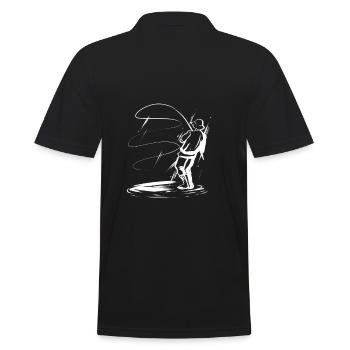 Angler - Männer Poloshirt - Schwarz - Hinten - Kai (181cm)