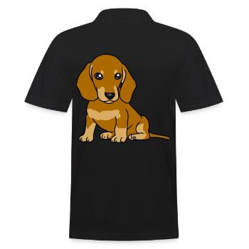 Dackel Haustiere Hunde Hund Kinder Baby - Männer Poloshirt - Schwarz - Hinten - Kai (181cm)