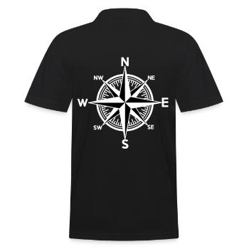 White Wind Rose Compass Nautical Direction - Men's Polo Shirt - black - Back - Kai (181cm)