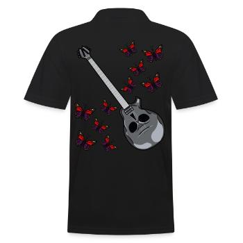 Guitare électrique avec crâne de mort et papillons - Polo Homme - noir - Dos - Kai (181cm)