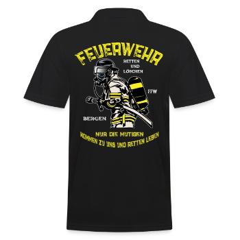 Feuerwehr Nur die Mutigen Feuerwehrmann Einsatz - Männer Poloshirt - Schwarz - Hinten - Kai (181cm)