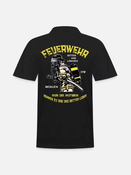 Feuerwehr Nur die Mutigen Feuerwehrmann Einsatz - Männer Poloshirt - Schwarz