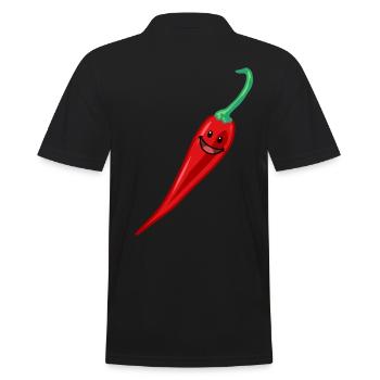 Chili Chilischote Pepperoni Gewürz Gemüse Vegan - Männer Poloshirt - Schwarz - Hinten - Kai (181cm)