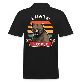 I hate people - bear grizzly brown bear gift - Men's Polo Shirt - black - Back - Kai (181cm)