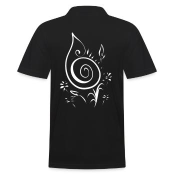Notenschlüßel Blume - Männer Poloshirt - Schwarz - Hinten - Kai (181cm)