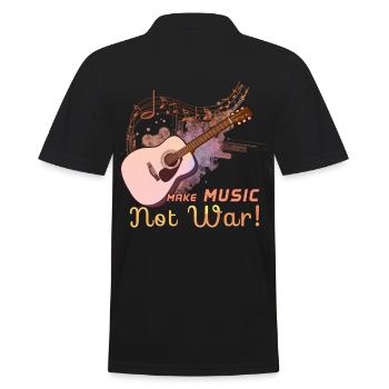 Make Music Not War Gitarrist Spruch - Männer Poloshirt - Schwarz - Hinten - Kai (181cm)