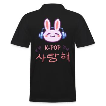 süßer K-Pop Hase - Kpop Music Geschenkidee - Männer Poloshirt - Schwarz - Hinten - Kai (181cm)