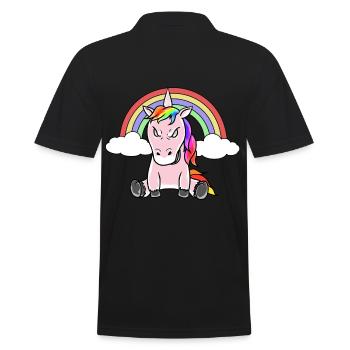 Einhorn Einhörner Fantasy Grimmig Böse Fabelwesen - Männer Poloshirt - Schwarz - Hinten - Kai (181cm)