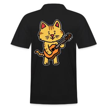 Gitarre Musik Musiker Katze Kätzchen Katzenmusik - Männer Poloshirt - Schwarz - Hinten - Kai (181cm)