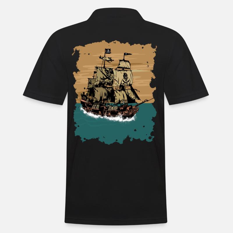 Piratenschiff - Männer Poloshirt - Schwarz
