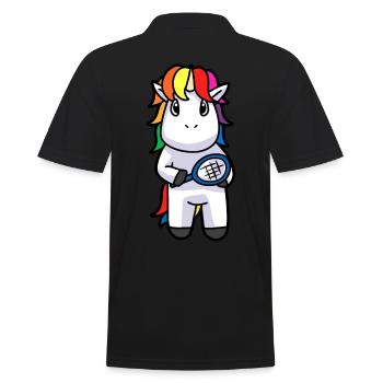 Tennis Tennis Player Unicorn Mythical Animal Sport Animals - Men's Polo Shirt - black - Back - Kai (181cm)