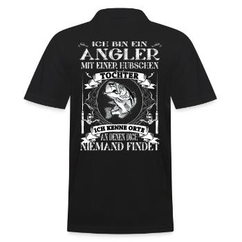 Angeln Fischen Vater Tochter - Männer Poloshirt - Schwarz - Hinten - Kai (181cm)