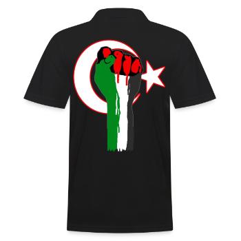 Poing de Palestina - Turquie, drapeau, aide, Gaza - Polo Homme - noir - Dos - Kai (181cm)
