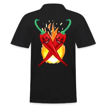 Chilli Peperoni Gewürz kochen Küche Speise Nahrung - Männer Poloshirt - Schwarz - Hinten - Kai (181cm)