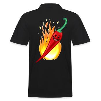 Hot Pepper Chilli Restaurant Hot Spice Dish - Men's Polo Shirt - black - Back - Kai (181cm)