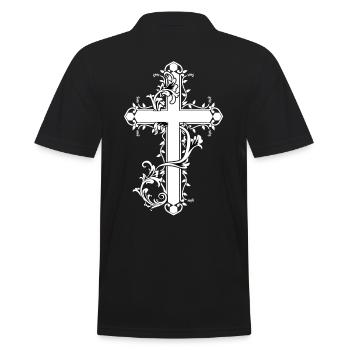 Kreuz Kreuze Barock Religion Symbole Kirche Jesus - Männer Poloshirt - Schwarz - Hinten - Kai (181cm)