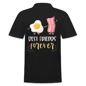 Cute Egg Bacon Best Friends BFF gift - Men's Polo Shirt - black - Back - Kai (181cm)