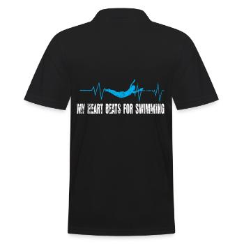 Schwimmer Herzschlag Geschenk - Männer Poloshirt - Schwarz - Hinten - Kai (181cm)