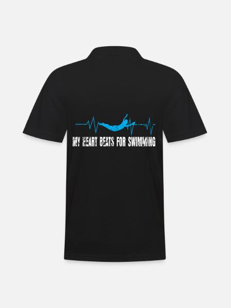 Schwimmer Herzschlag Geschenk - Männer Poloshirt - Schwarz