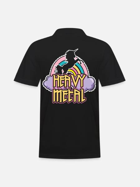 Einhorn Heavy Metall - Männer Poloshirt - Schwarz