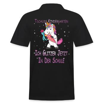 Einhorn Glitzer in der Schule Schulkind Geschenk - Männer Poloshirt - Schwarz - Hinten - Kai (181cm)