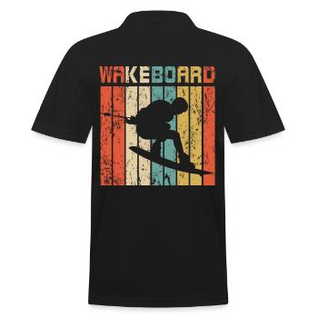 Wakeboard Retro Geschenk - Männer Poloshirt - Schwarz - Hinten - Kai (181cm)