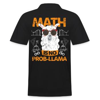 Lama Schule Mathe - Männer Poloshirt - Schwarz - Hinten - Kai (181cm)
