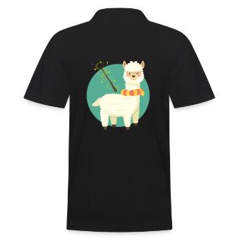 Lama - Männer Poloshirt - Schwarz - Hinten - Kai (181cm)