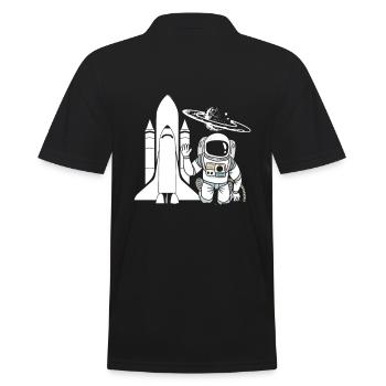 Astronaut Rocket Space Galaxy Gift - Men's Polo Shirt - black - Back - Kai (181cm)