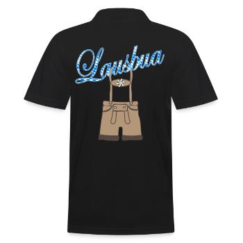Lausbua with leather pants - Men's Polo Shirt - black - Back - Kai (181cm)